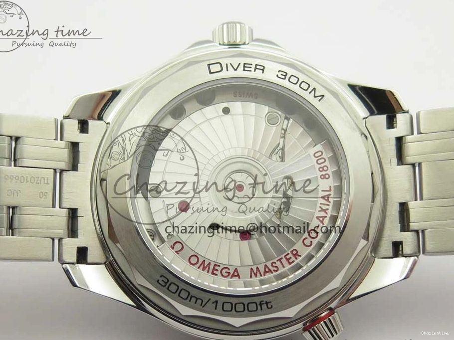 1222 Effortless 2018 Seamaster Diver 300M OMF Best Edition Blue Ceramic Gray Dial on SS Bracelet A8800 (Black Balance Wheel) 7958